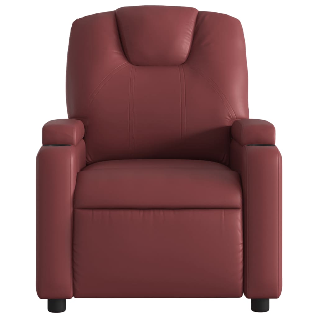 vidaXL Poltrona massagens reclinável couro artificial vermelho tinto