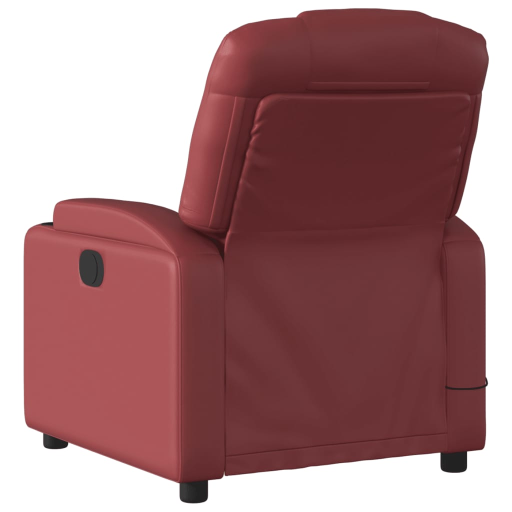 vidaXL Poltrona massagens reclinável couro artificial vermelho tinto