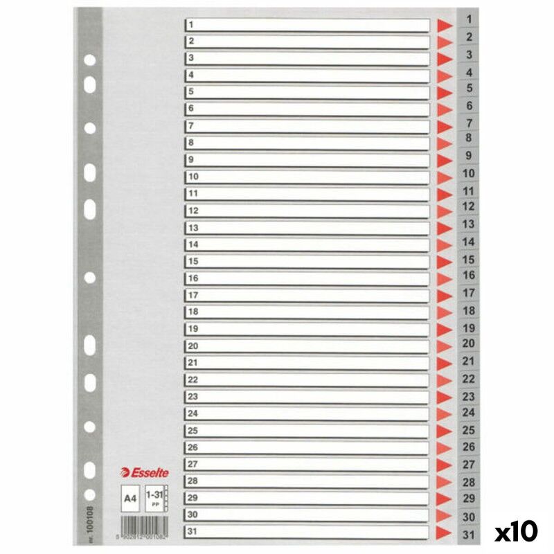 Esselte|Espaçadores Esselte 1-31 Numerado Cinzento A4 31 Folhas (10 Unidades) Esselte|Espaçadores Esselte 1-31 Numerado Cinzento A4 31 Folhas (10 Unidades)
