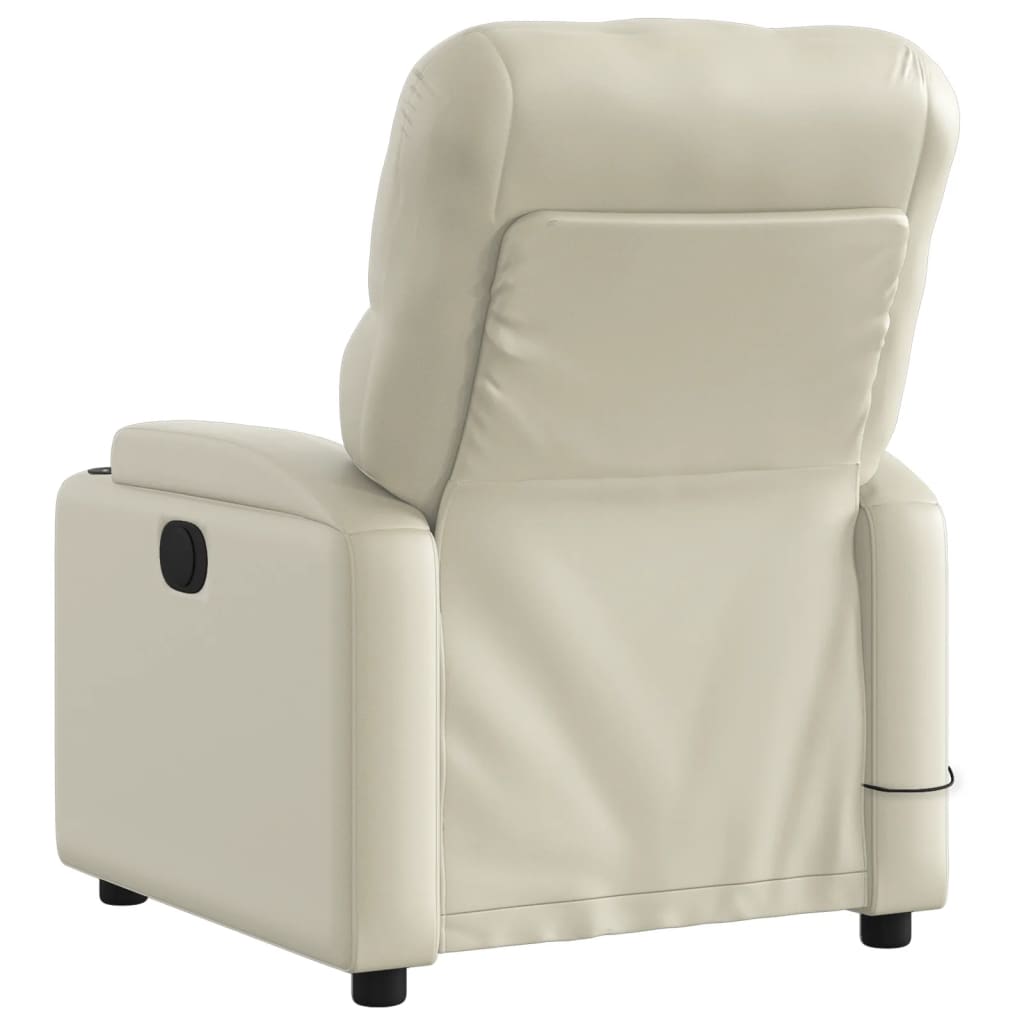 vidaXL Poltrona de massagens reclinável couro artificial cor creme