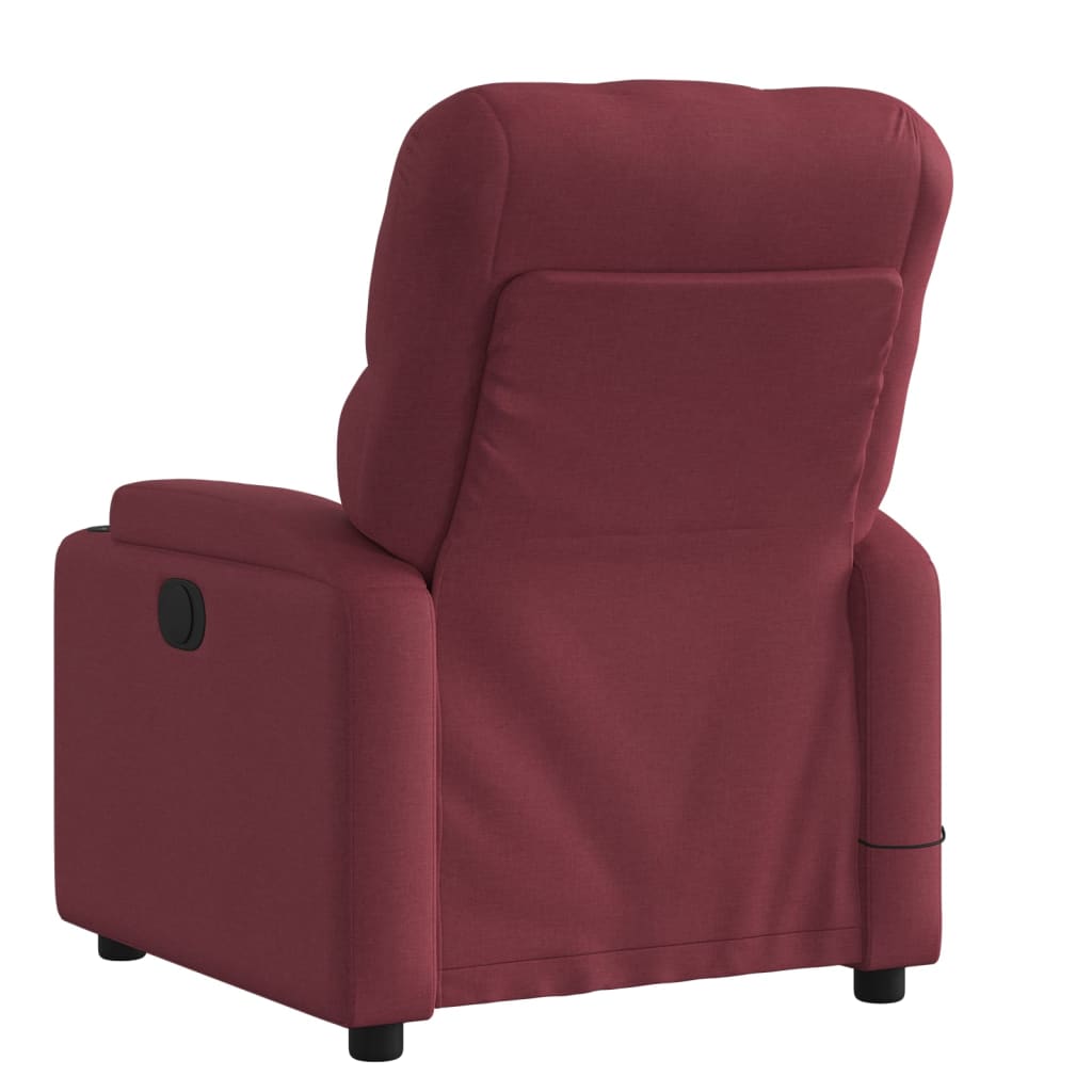 vidaXL Poltrona de massagens reclinável tecido vermelho tinto