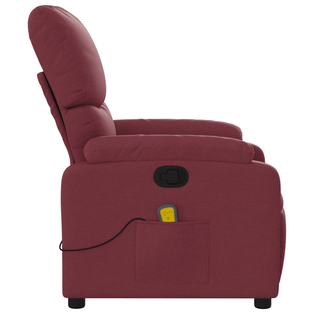 vidaXL Poltrona de massagens reclinável tecido vermelho tinto