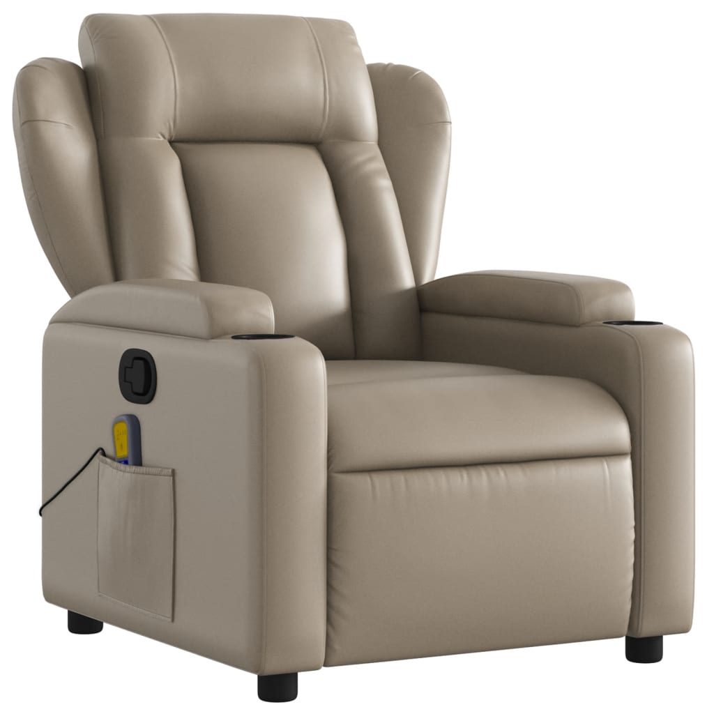 vidaXL Poltrona de massagens reclinável couro artificial cappuccino