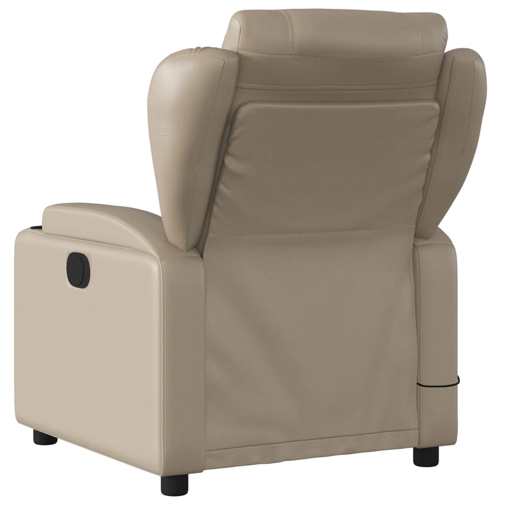 vidaXL Poltrona de massagens reclinável couro artificial cappuccino