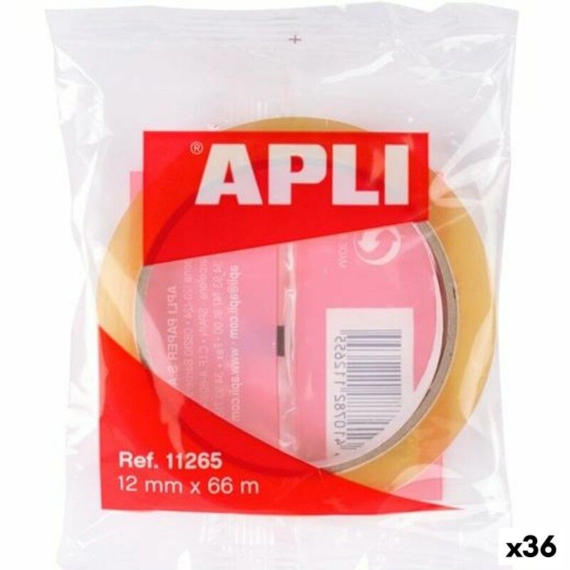 Apli|Fita Adesiva Apli Transparente 12 mm 66 m (36 Unidades) Apli|Fita Adesiva Apli Transparente 12 mm 66 m (36 Unidades)