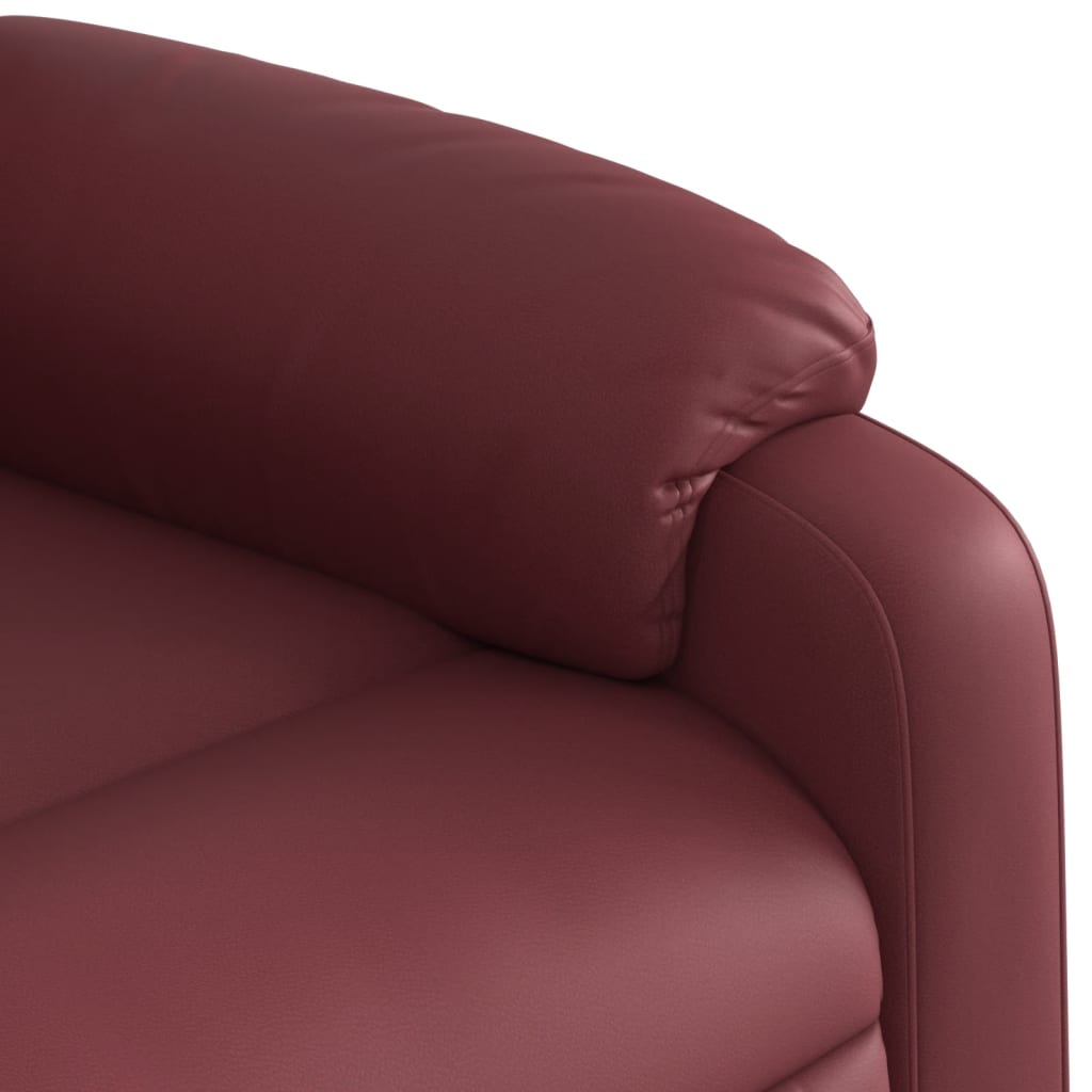 vidaXL Poltrona massagens reclinável couro artificial vermelho tinto