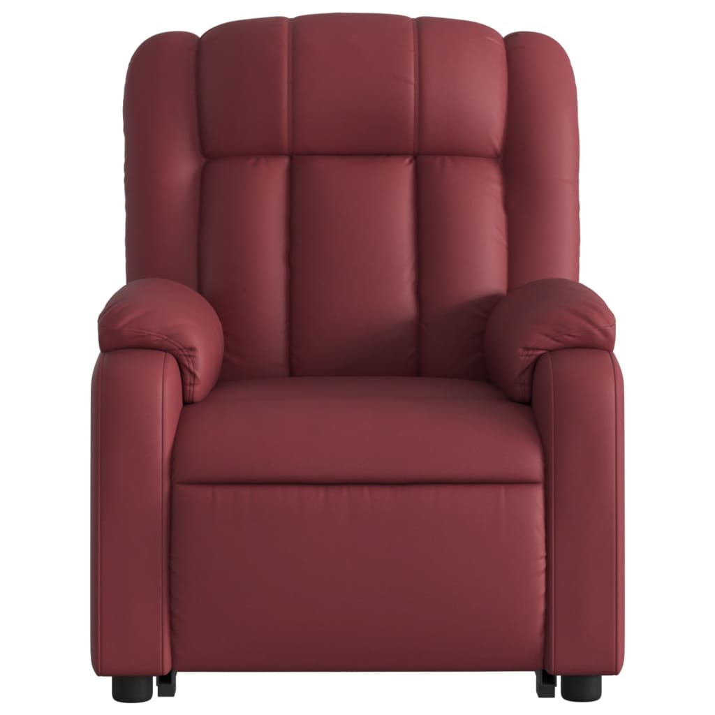 vidaXL Poltrona reclin. elevatória elétrica couro artif vermelho-tinto