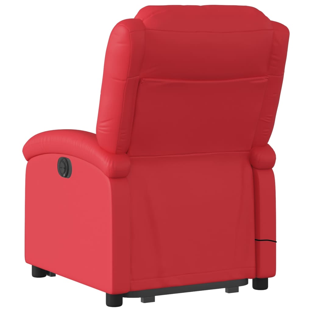 vidaXL Poltrona massagens reclinável elevatória couro artif. vermelho