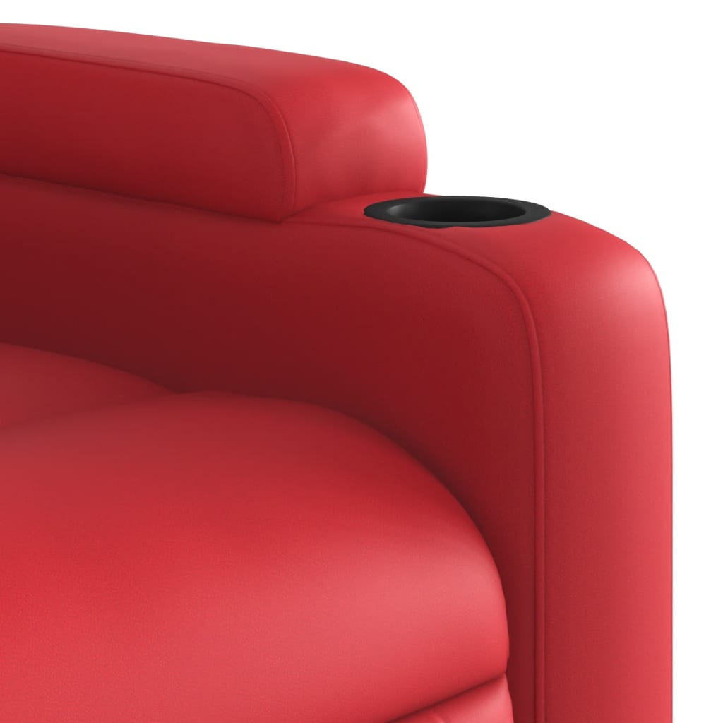 vidaXL Poltrona massagens reclinável elevatória couro artif. vermelho