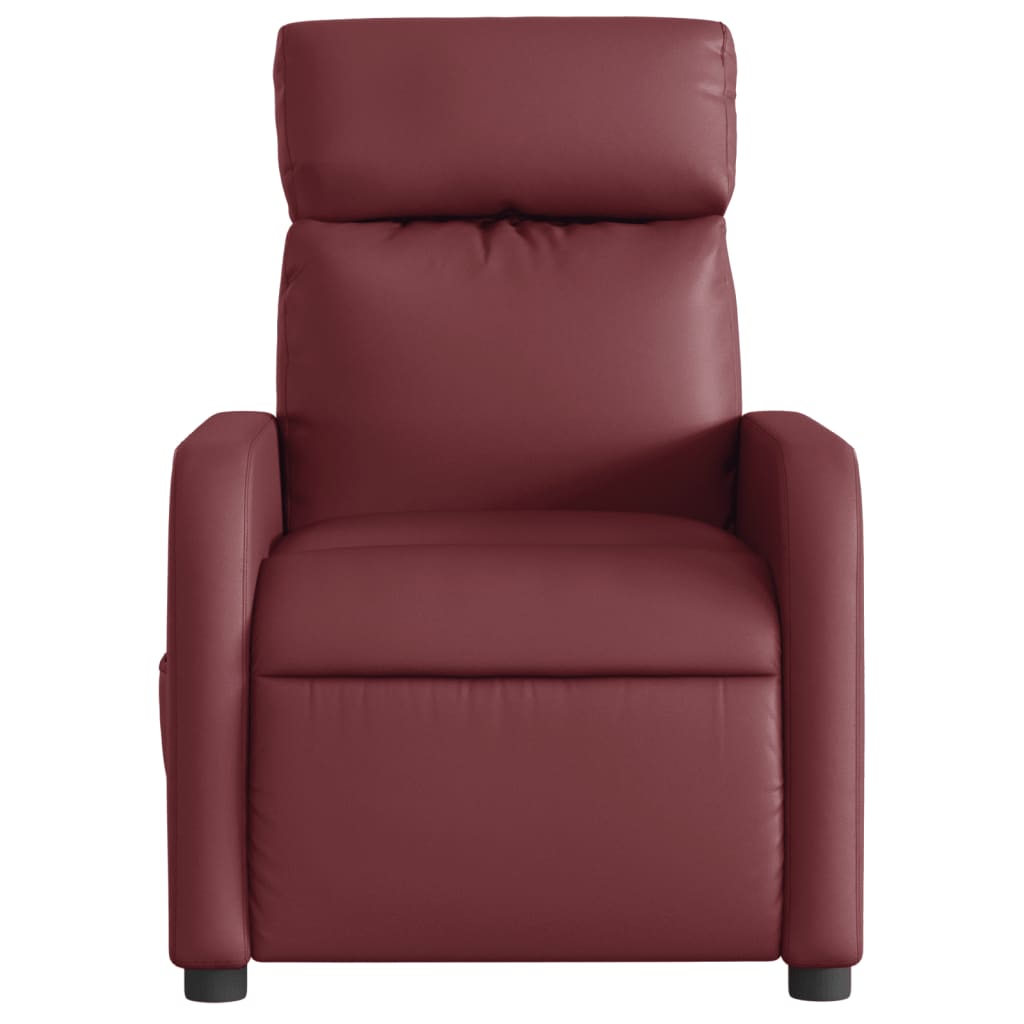 vidaXL Poltrona massagens reclin. elétrica couro artif. vermelho-tinto