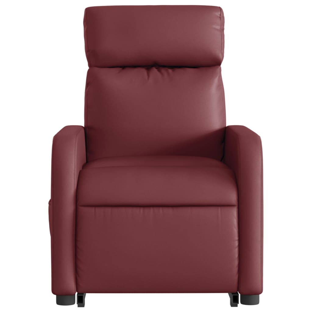 vidaXL Poltrona reclin. elevatória elétrica couro artif vermelho-tinto