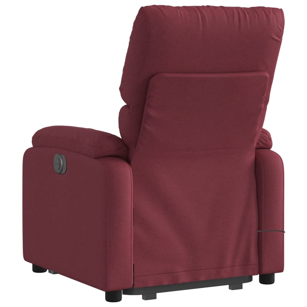 vidaXL Poltrona de massagens reclin. elevatória tecido vermelho tinto