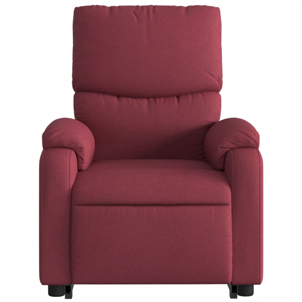 vidaXL Poltrona de massagens reclin. elevatória tecido vermelho tinto