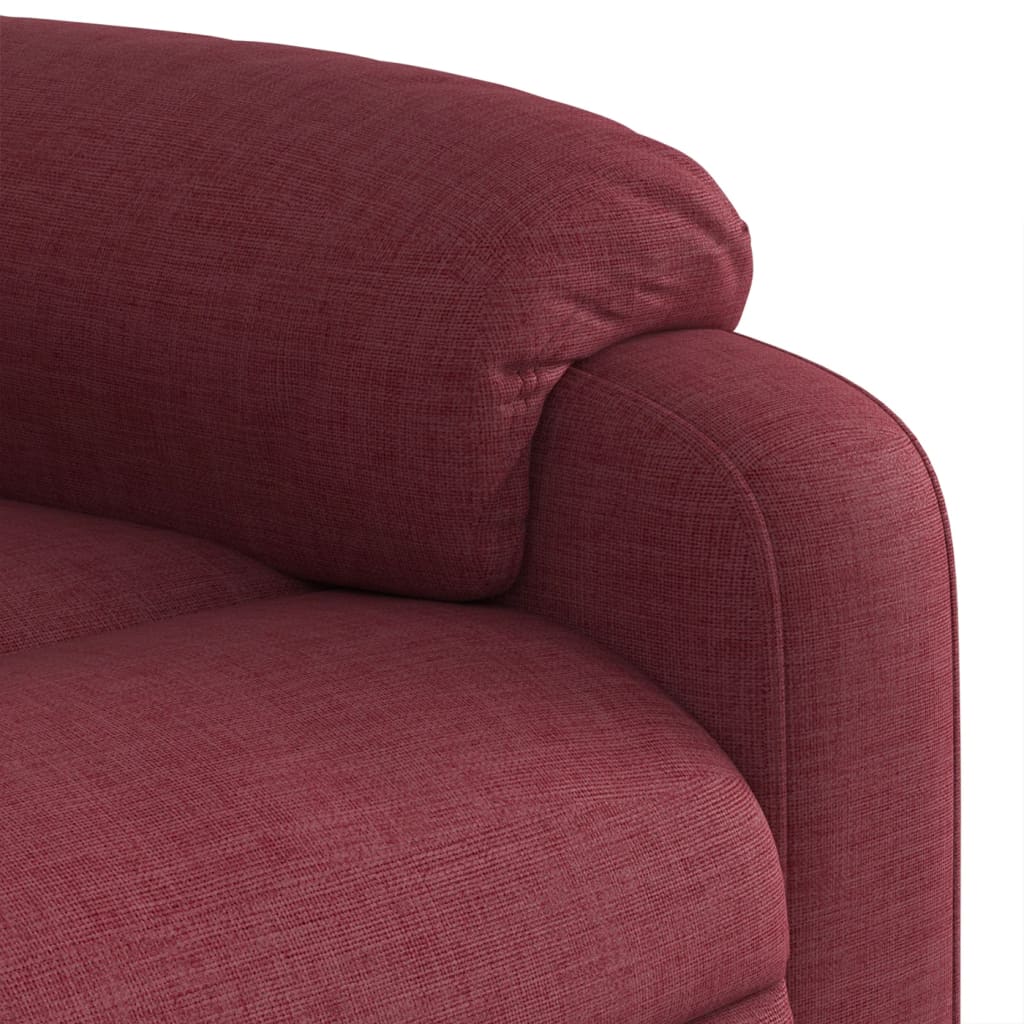 vidaXL Poltrona de massagens reclin. elevatória tecido vermelho tinto