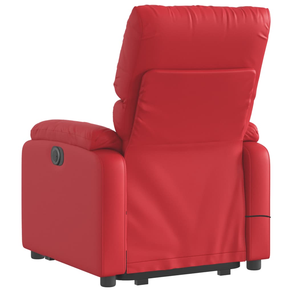 vidaXL Poltrona massagens reclinável elevatória couro artif. vermelho