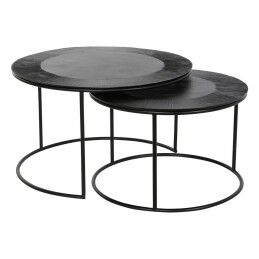Gift Decor|Conjunto de 2 mesas Preto Dourado 50 x 50 x 50 cm