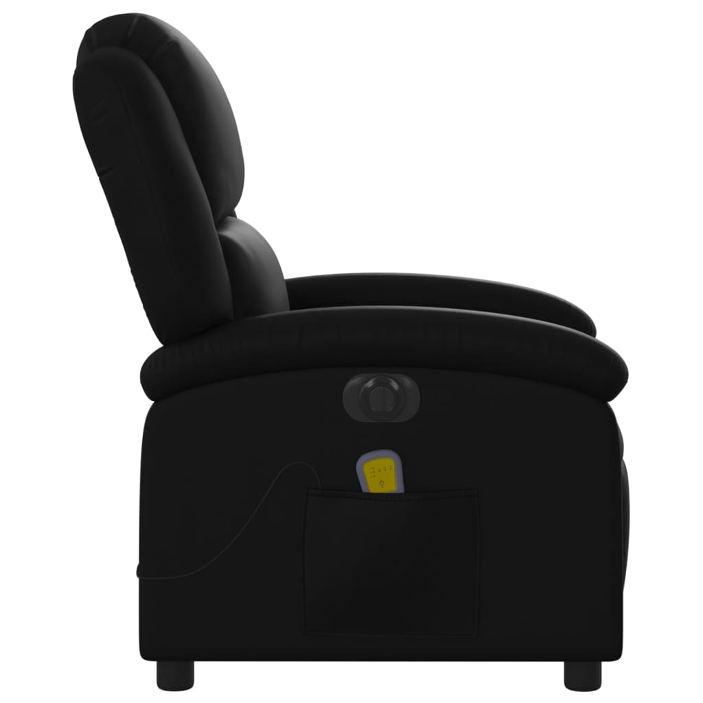 vidaXL Poltrona massagens reclinável elétrica couro artificial preto