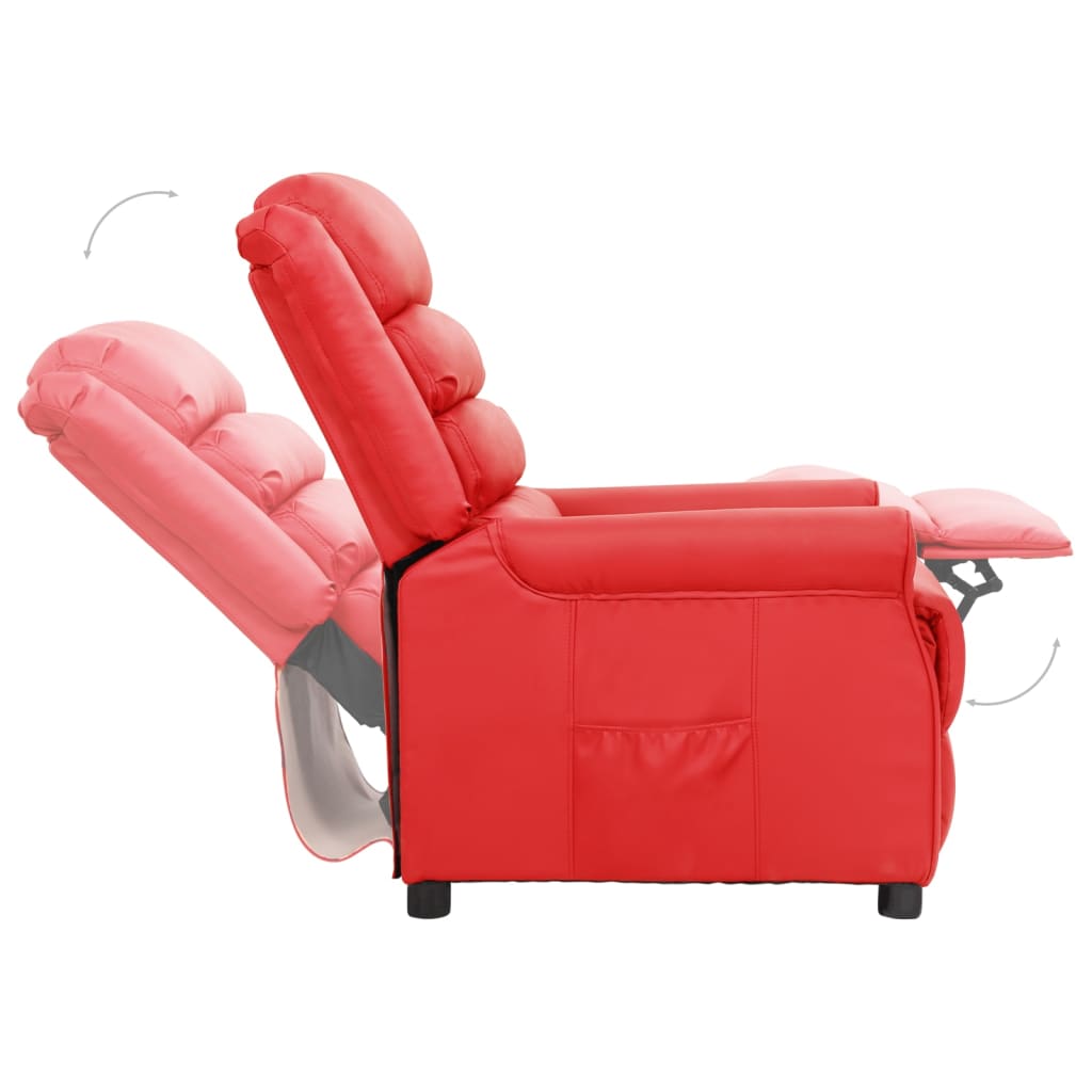 vidaXL Poltrona reclinável couro artificial vermelho