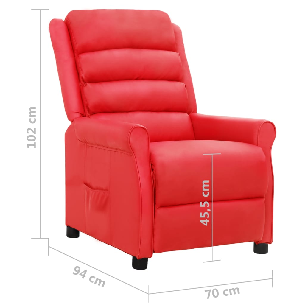 vidaXL Poltrona reclinável couro artificial vermelho