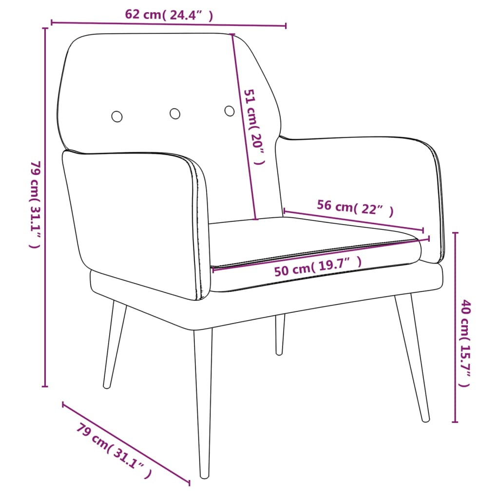 vidaXL Cadeira c/ apoio de braços 62x79x79 cm veludo cinzento-escuro