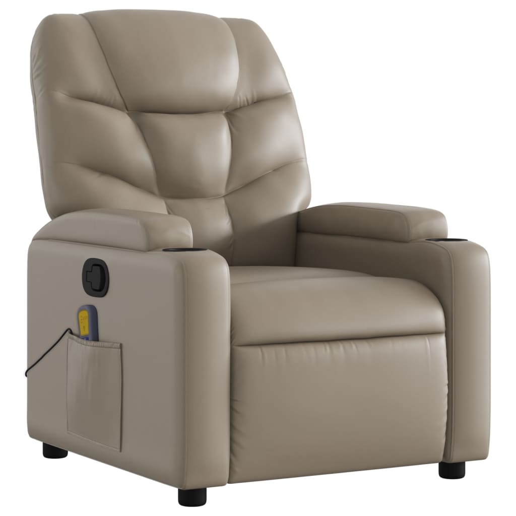 vidaXL Poltrona de massagens reclinável couro artificial cappuccino