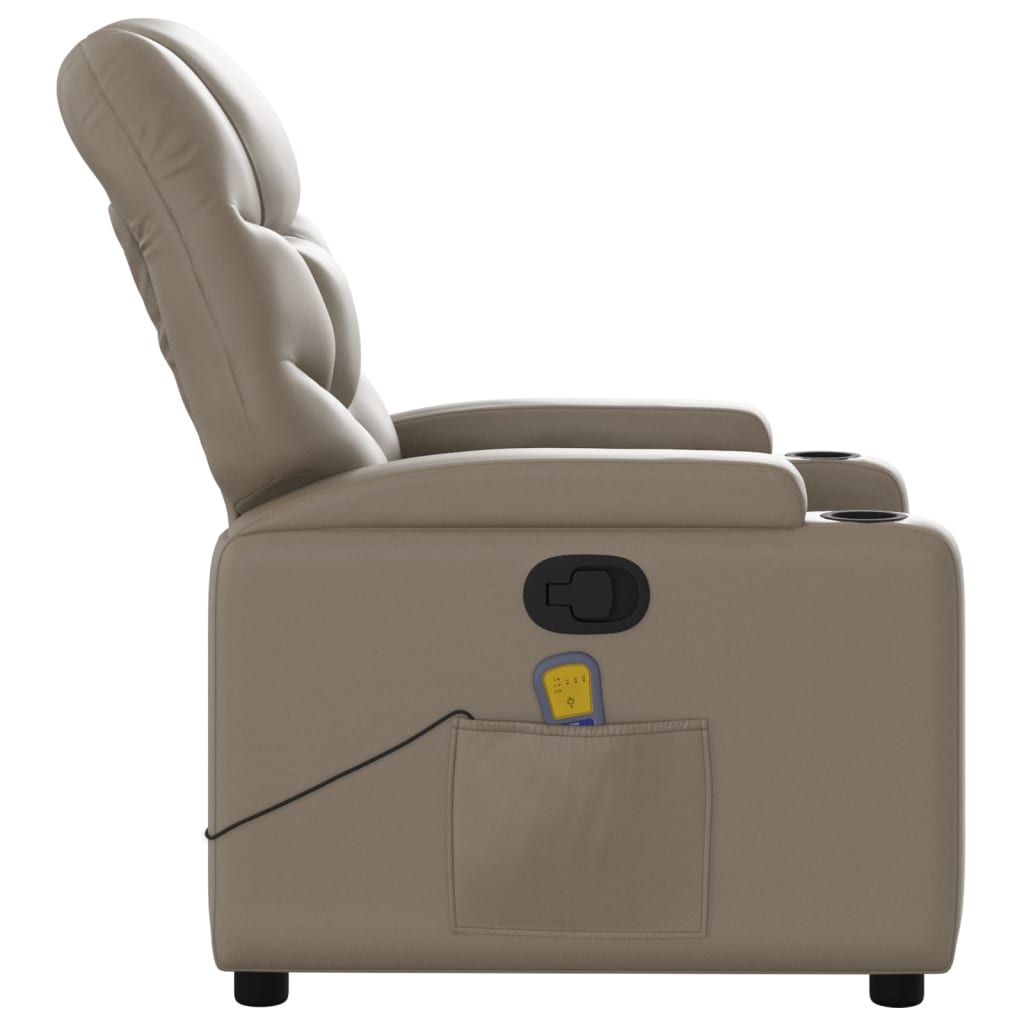 vidaXL Poltrona de massagens reclinável couro artificial cappuccino