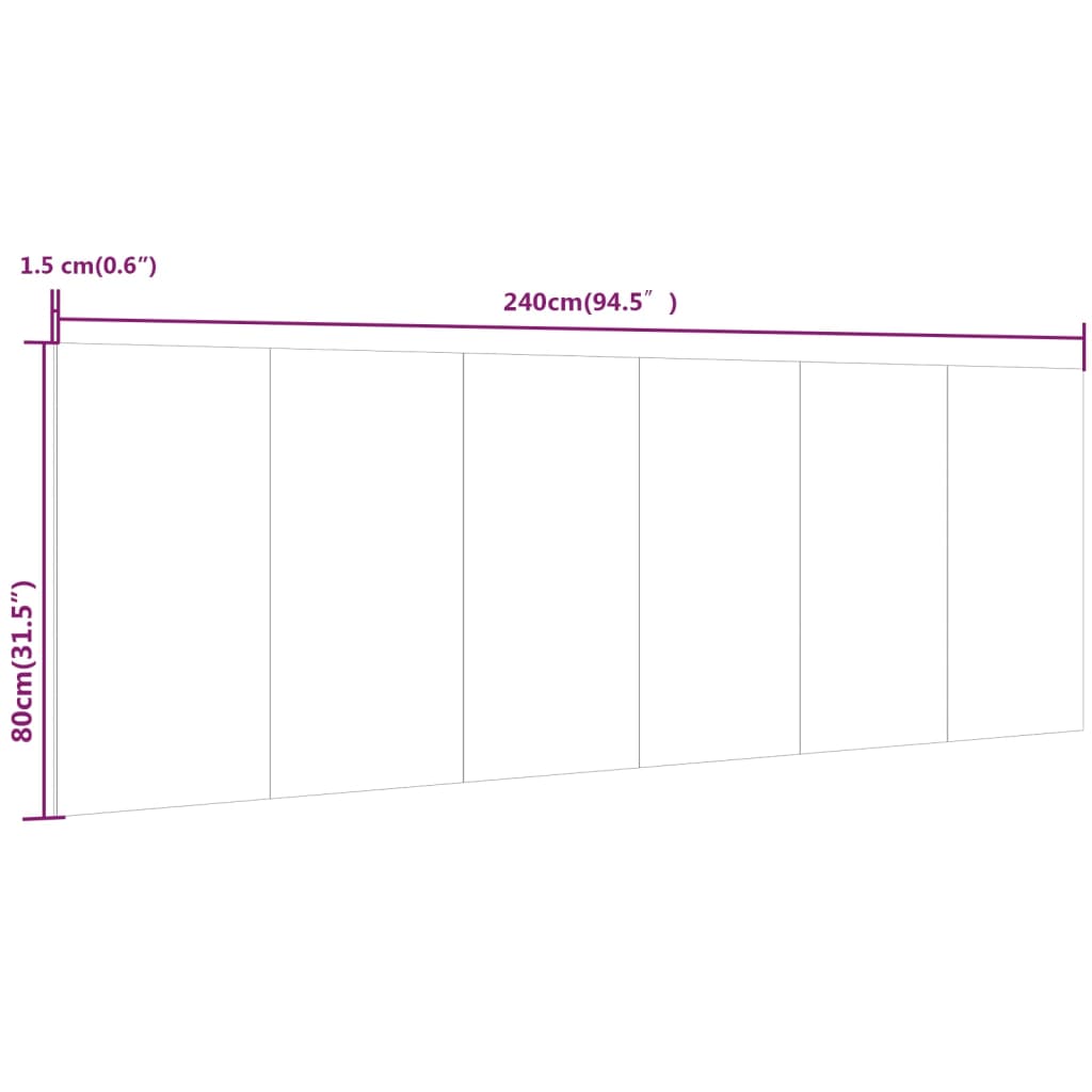 vidaXL Cabeceira parede 240x1,5x80cm derivado madeira branco brilhante