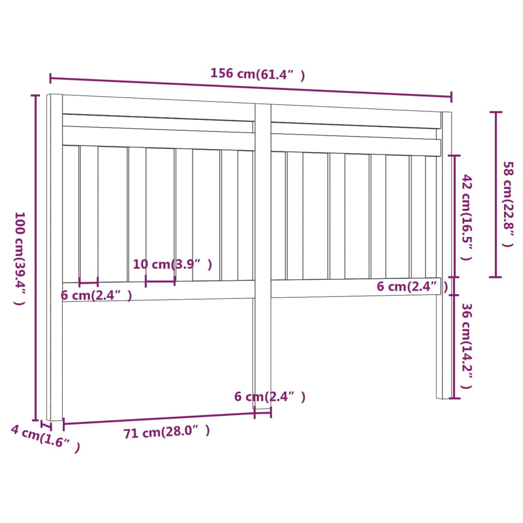 vidaXL Cabeceira de cama 156x4x100 cm pinho maciço cinzento