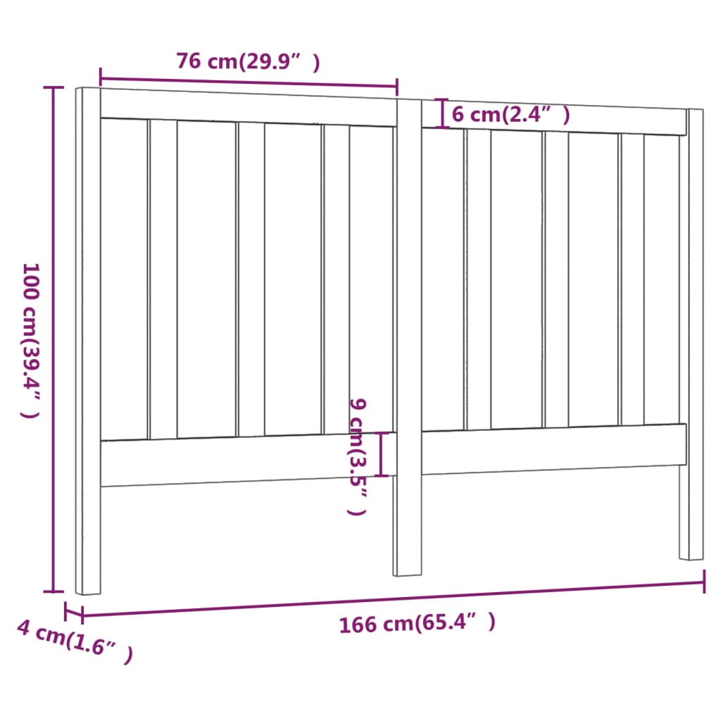 vidaXL Cabeceira de cama 166x4x100 cm pinho maciço branco