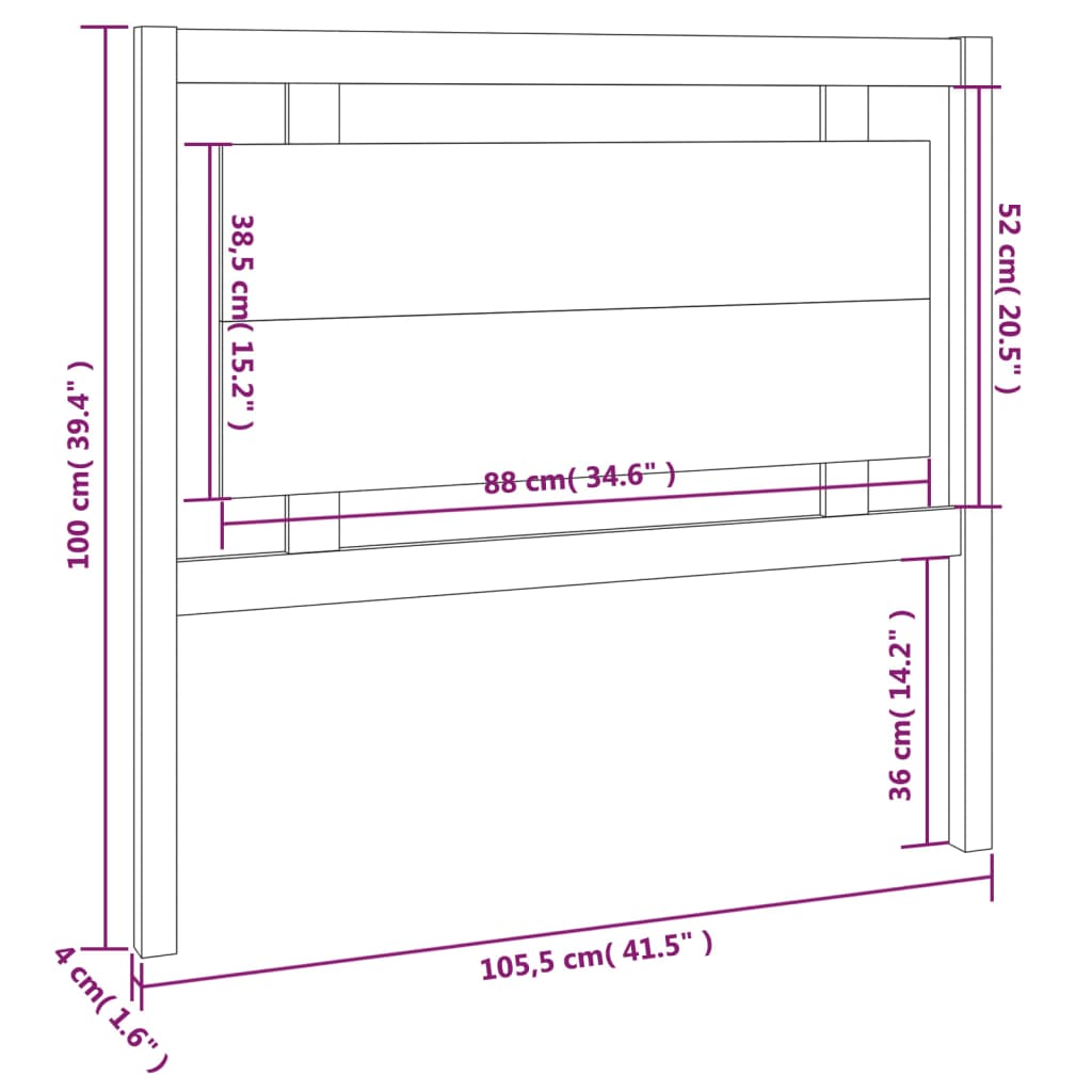 vidaXL Cabeceira de cama 105,5x4x100 cm pinho maciço castanho mel