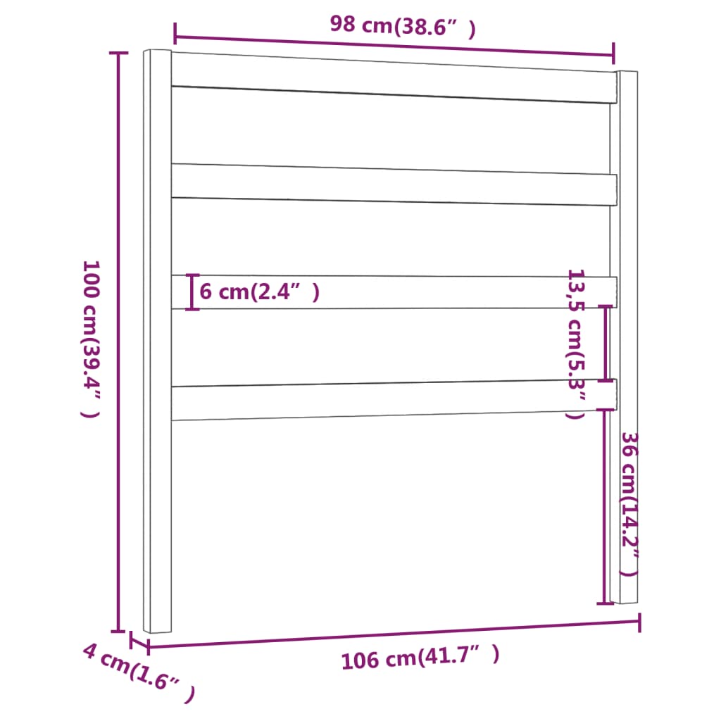 vidaXL Cabeceira de cama 106x4x100 cm pinho maciço