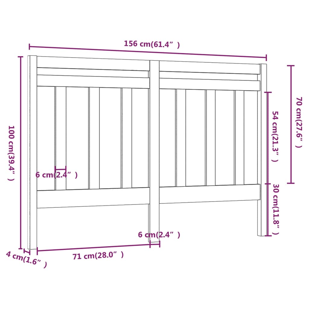 vidaXL Cabeceira de cama 156x4x100 cm pinho maciço cinzento