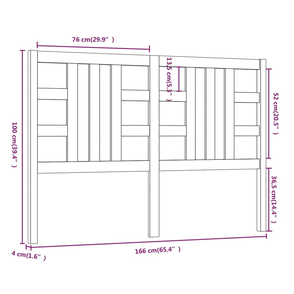 vidaXL Cabeceira de cama 166x4x100 cm pinho maciço branco