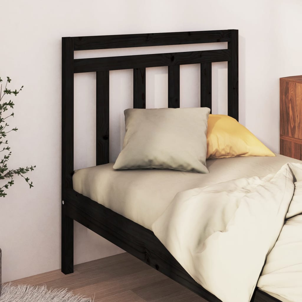 vidaXL Cabeceira de cama 81x4x100 cm pinho maciço preto