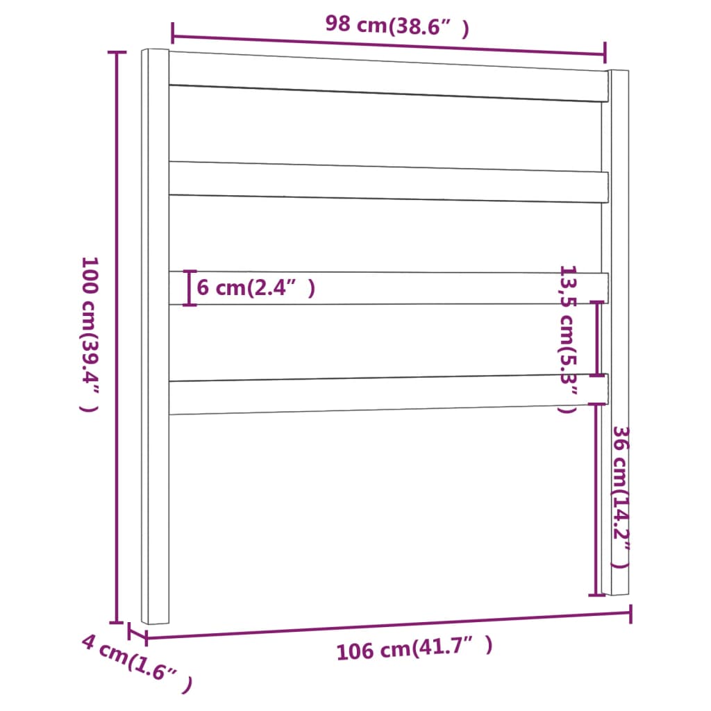 vidaXL Cabeceira de cama 106x4x100 cm pinho maciço cinzento