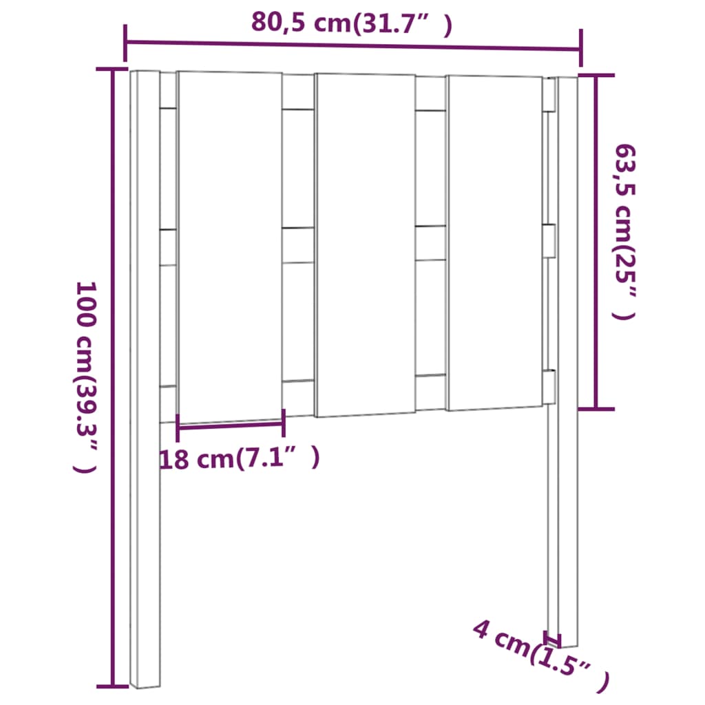 vidaXL Cabeceira de cama 80,5x4x100 cm pinho maciço castanho mel