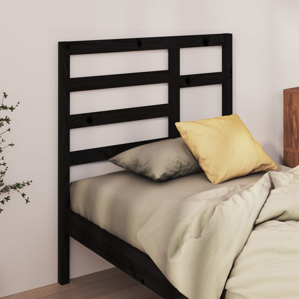 vidaXL Cabeceira de cama 106x4x104 cm pinho maciço preto