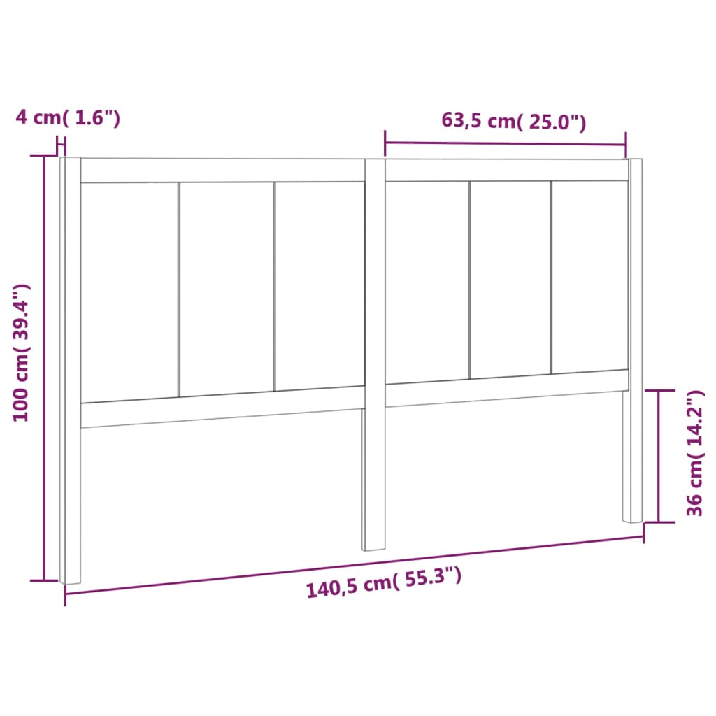 vidaXL Cabeceira de cama 140,5x4x100 cm madeira de pinho maciça branco