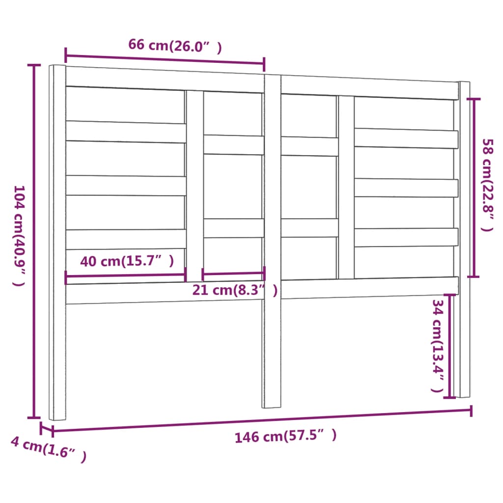 vidaXL Cabeceira de cama 146x4x104 cm pinho maciço branco