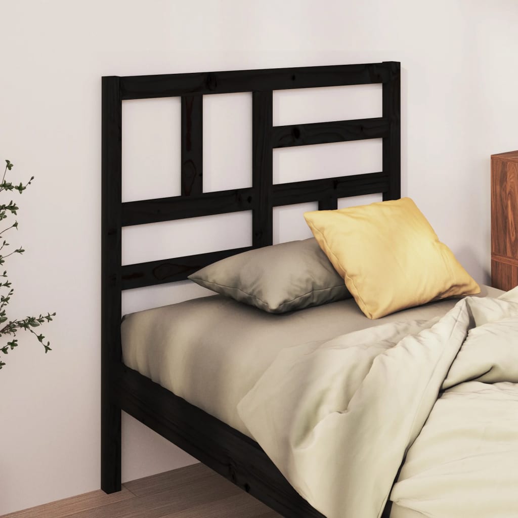 vidaXL Cabeceira de cama 81x4x104 cm pinho maciço preto