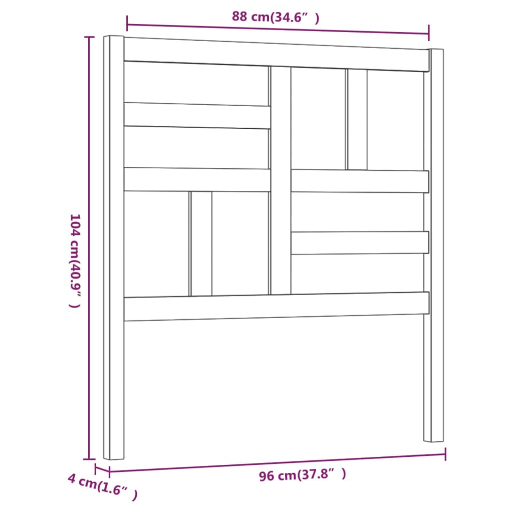 vidaXL Cabeceira de cama 96x4x104 cm pinho maciço preto