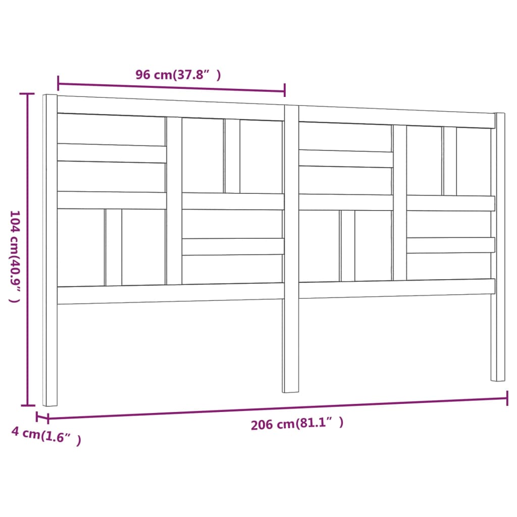 vidaXL Cabeceira de cama 206x4x104 cm pinho maciço branco