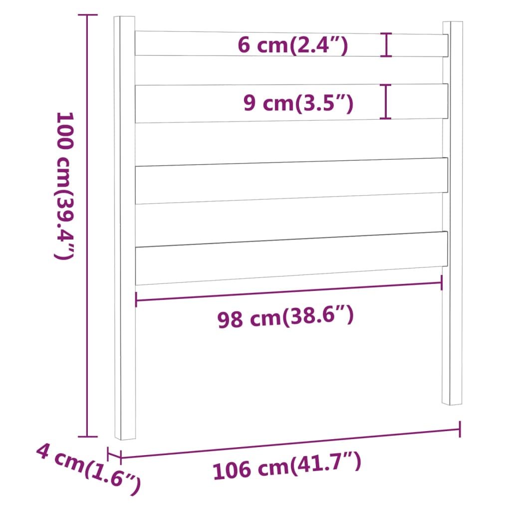 vidaXL Cabeceira de cama 106x4x100 cm pinho maciço branco