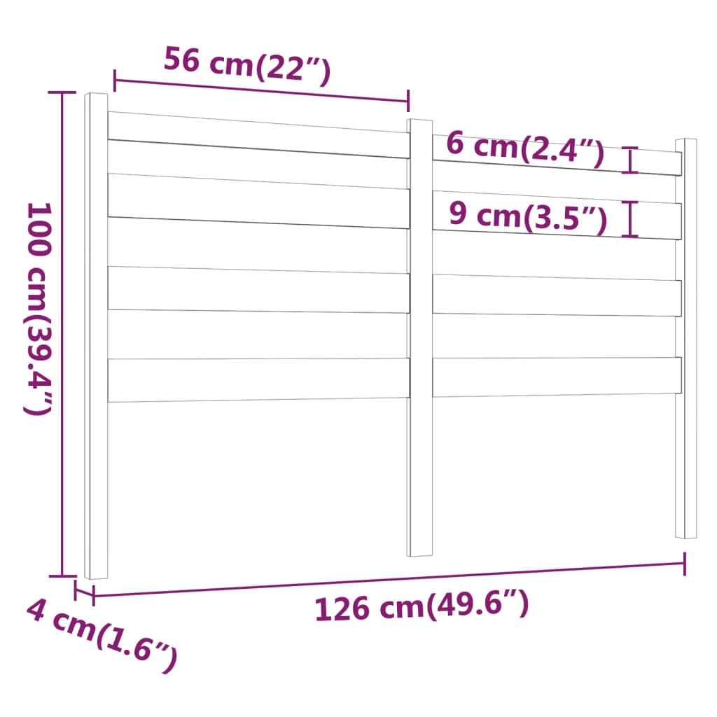 vidaXL Cabeceira de cama 126x4x100 cm pinho maciço cinzento