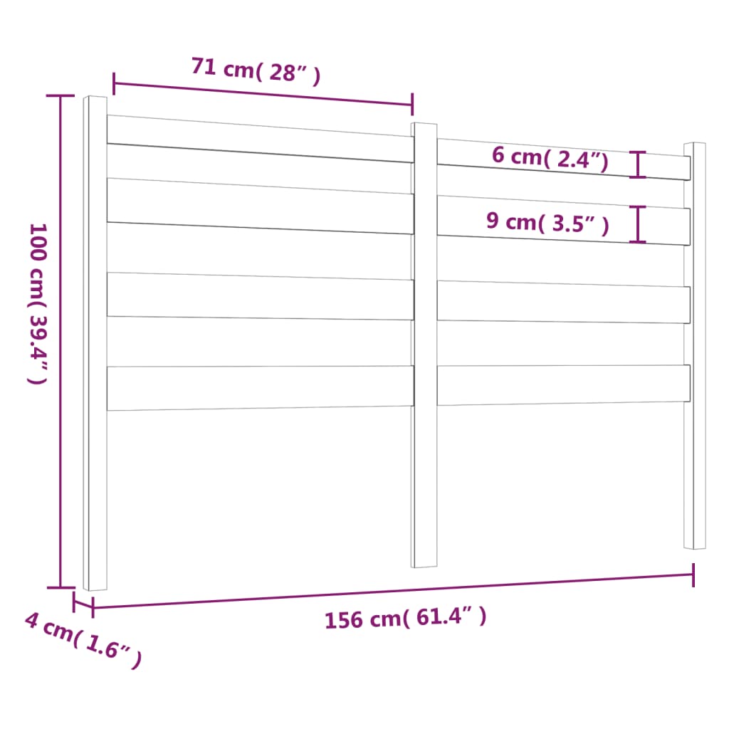 vidaXL Cabeceira de cama 156x4x100 cm pinho maciço cinzento