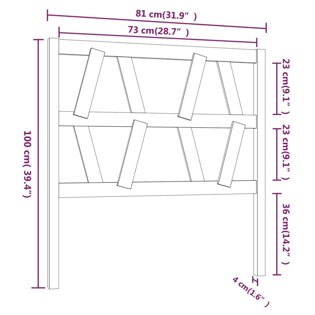 vidaXL Cabeceira de cama 81x4x100 cm pinho maciço