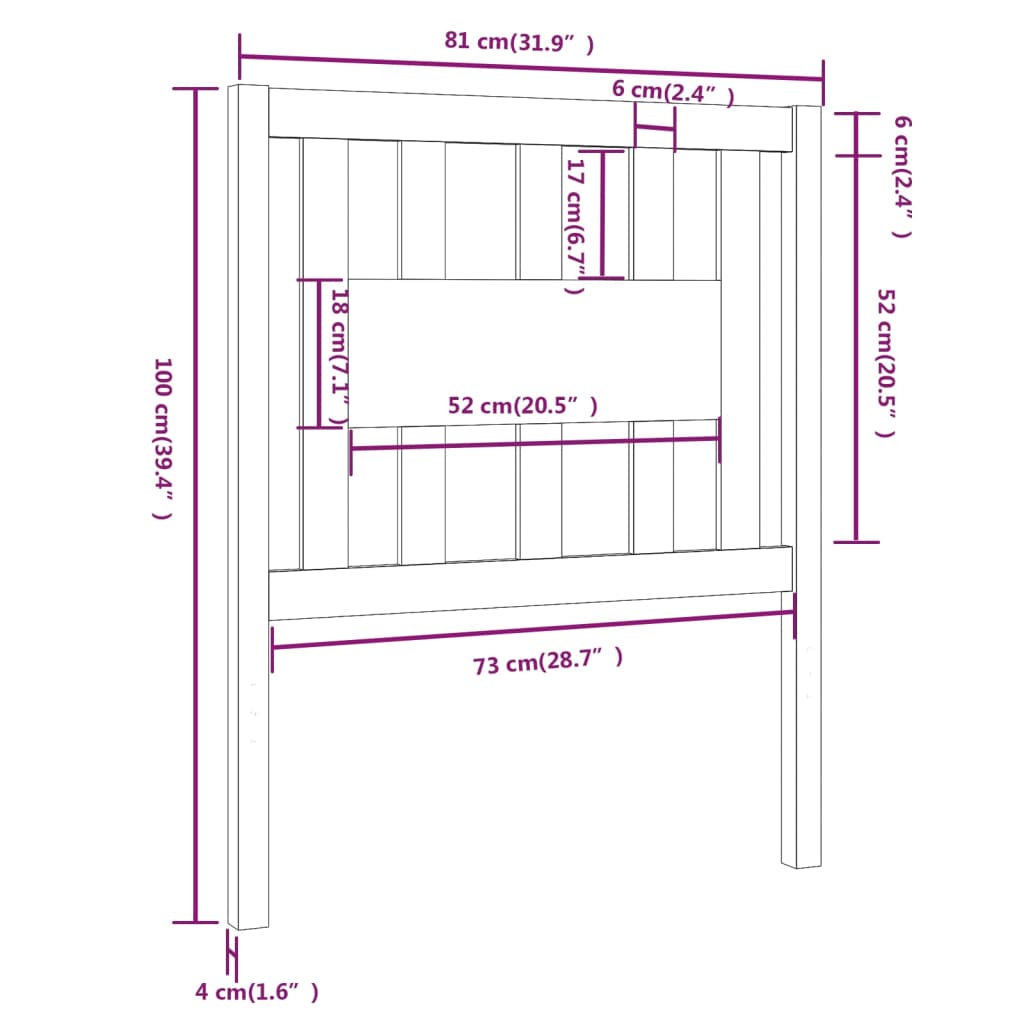 vidaXL Cabeceira de cama 81x4x100 cm pinho maciço cinzento