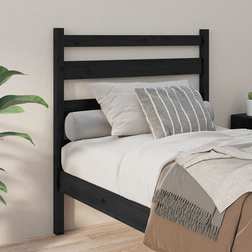 vidaXL Cabeceira de cama 96x4x100 cm pinho maciço preto