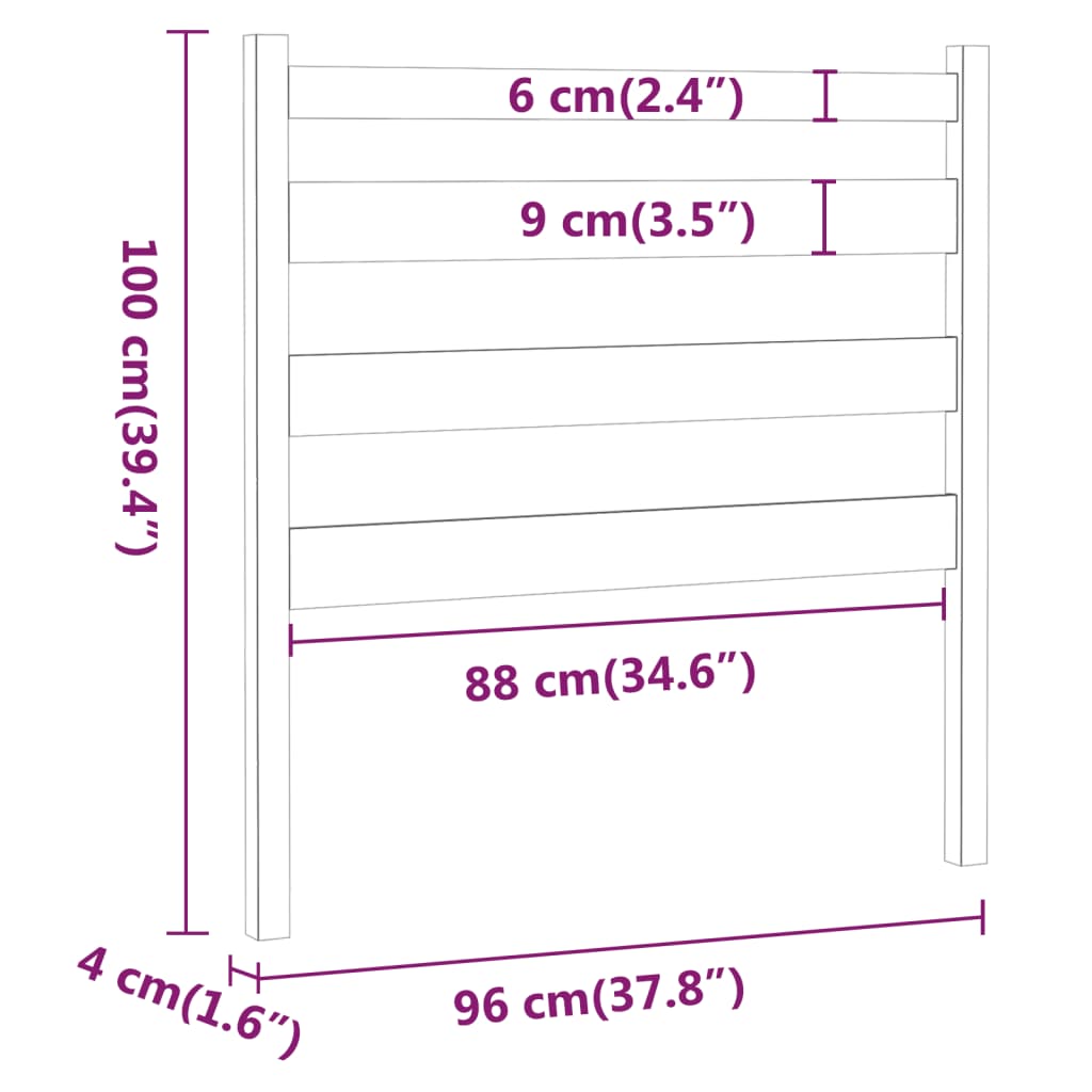 vidaXL Cabeceira de cama 96x4x100 cm pinho maciço preto