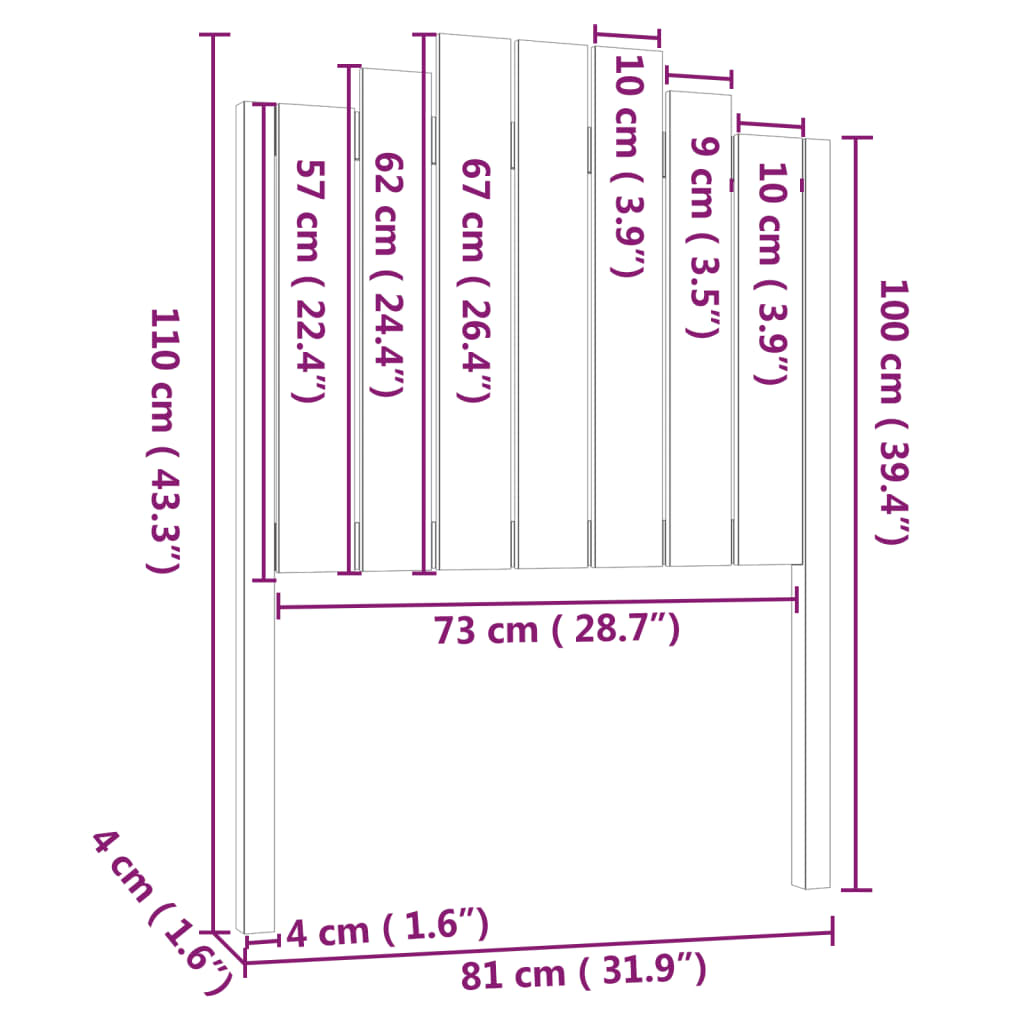 vidaXL Cabeceira de cama 81x4x110 cm pinho maciço branco